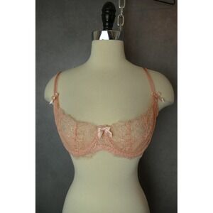 L'Agent by Agent Provocateur Women's Pink‎ Lace Bra, Adjustable Straps 34DD